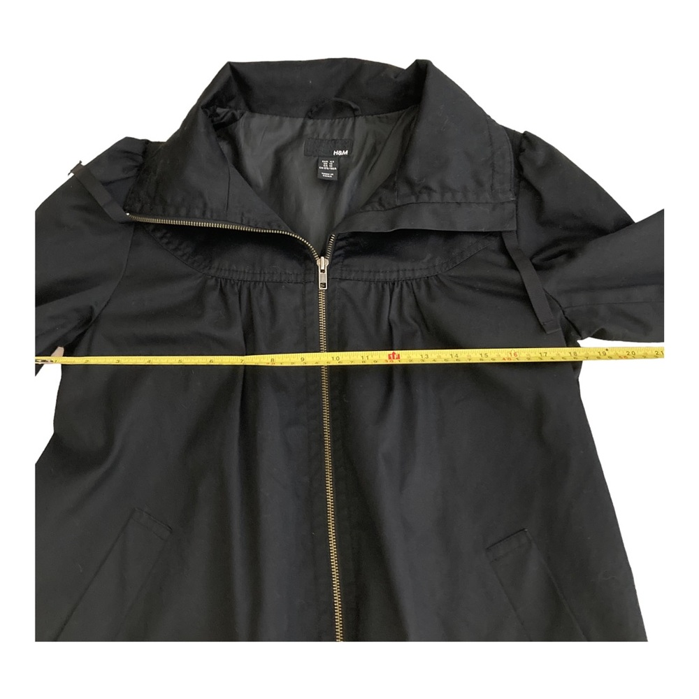 H&M Coat Jacket Women Sz 12 Pockets Lined Black pleated - Picture 9 of 14